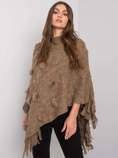 Poncho-AT-PN-368N.60-ciemny bezowy - ONE SIZE