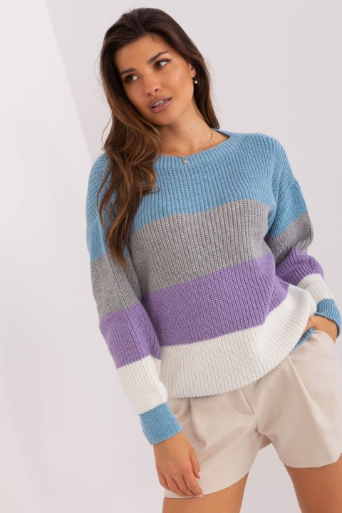 Sweter Damski Model BA-SW-8024.57P Grey/Blue - Badu - uniwersalny Badu