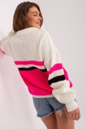 Sweter Damski Model BA-SW-8054.91P Ecru/Fluo Pink - Badu - uniwersalny Badu