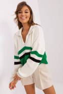 Sweter Damski Model BA-SW-8054.91P Ecru/Green - Badu - uniwersalny Badu