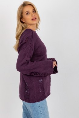 Sweter Damski Model BA-SW-8043.03 Dark Violet - Badu - uniwersalny Badu