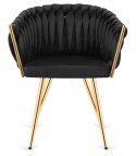 Krzesło plecione Lugano fotel TRECCIA BLACK VELVET GOLD