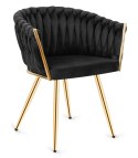 Krzesło plecione Lugano fotel TRECCIA BLACK VELVET GOLD