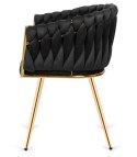 Krzesło plecione Lugano fotel TRECCIA BLACK VELVET GOLD