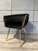 Krzesło plecione Lugano fotel TRECCIA BLACK VELVET GOLD