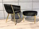 Krzesło plecione Lugano fotel TRECCIA BLACK VELVET GOLD