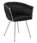 Krzesło plecione Lugano fotel TRECCIA BLACK VELVET SILVER