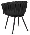 Krzesło plecione Lugano fotel TRECCIA BLACK VELVET SMOKE