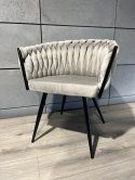 Krzesło plecione Lugano fotel TRECCIA GREY VELVET SMOKE