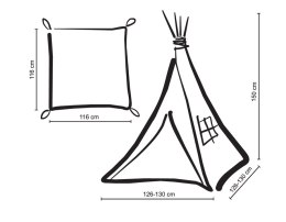 Namiot TIPI dla dzieci + mata + poduszki + zawieszki pióra - Chevron niebieski