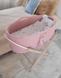 Kosz Mojżesza BOHO Handmade ze stojakiem - pastel pink