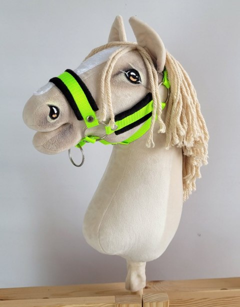 Kantar regulowany dla konia Hobby Horse A3 neon green czarnym futerkiem