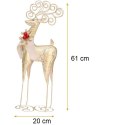 Renifer świąteczny złoty metalowy BOŻE NARODZENIE Piękne NOGI XL 61 cm KSN119