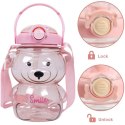 Butelka na wodę z uchwytem SWEET BEAR PINK 1000 ML BD27