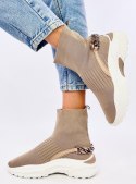 Skarpetkowe buty za kostkę GINA KHAKI