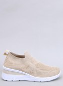 Sneakersy na koturnie skarpetkowe BAYOL BEIGE