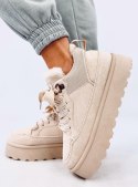 Sneakersy na platformie ocieplane SKINNER BEIGE