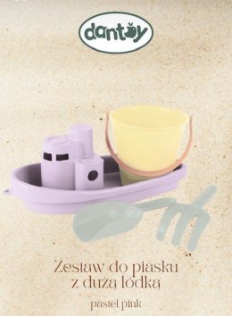 Zestaw do piasku z dużą łódką pastel lila DANTOY