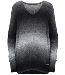 Ciepły damski sweter oversize piękny OMBRE (Szary)