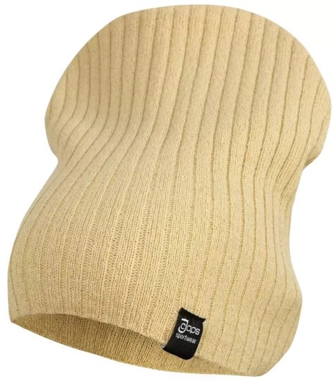 Dzianinowa czapka Beanie UNISEX w prążki (Beżowy)