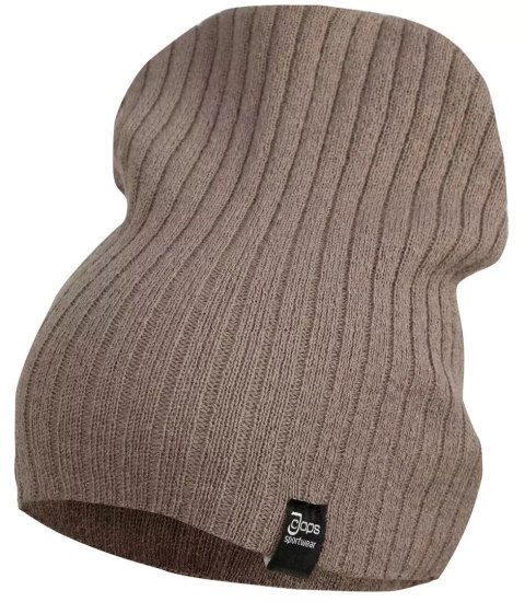 Dzianinowa czapka Beanie UNISEX w prążki (Brązowy)