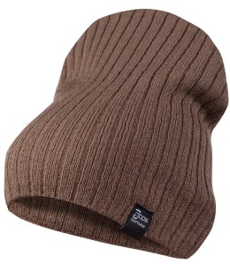 Dzianinowa czapka Beanie UNISEX w prążki (Brązowy)