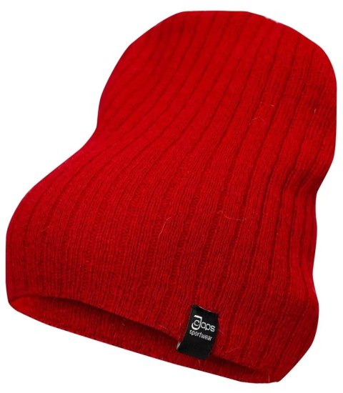 Dzianinowa czapka Beanie UNISEX w prążki (Czerwony)