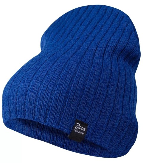 Dzianinowa czapka Beanie UNISEX w prążki (Niebieski)