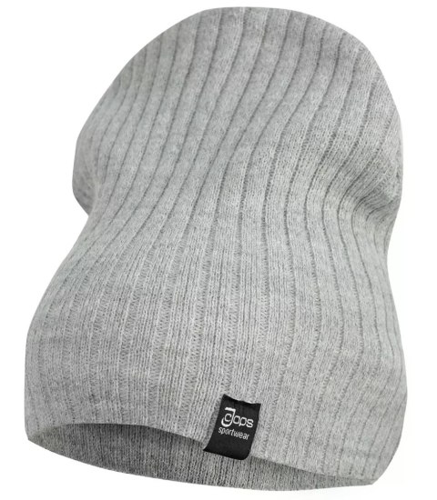 Dzianinowa czapka Beanie UNISEX w prążki (Szary)