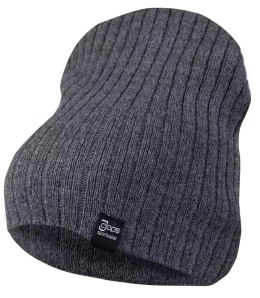 Dzianinowa czapka Beanie UNISEX w prążki (Szary)