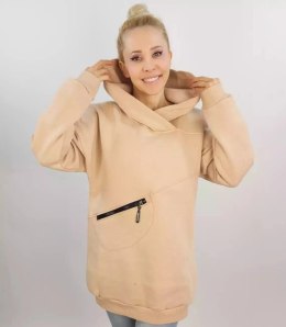 Ciepła bluza unisex bawełna kieszonka BASIC (Beżowy)