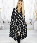 Elegancka sukienka maxi w geometryczny wzór Niezwykła MARIBEL (Czarny)