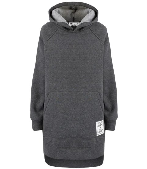 Ciepła oversizowa bluza BASIC hoodie (Szary)