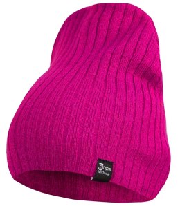 Dzianinowa czapka Beanie UNISEX w prążki (Różowy)