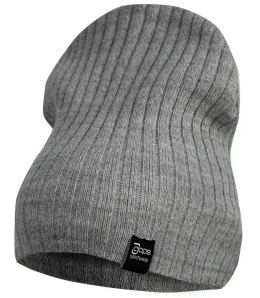 Dzianinowa czapka Beanie UNISEX w prążki (Szary)