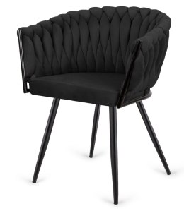 Krzesło plecione Lugano fotel TRECCIA BLACK VELVET SMOKE OUTLET