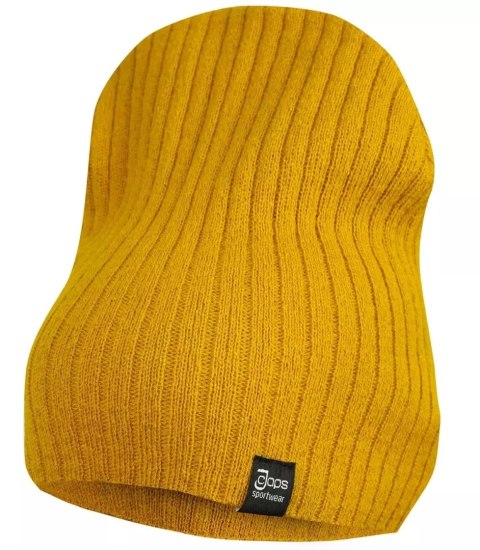 Dzianinowa czapka Beanie UNISEX w prążki (Żółty)