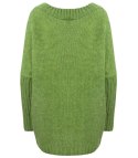 Sweter Klasyczny Gładki ciepły Oversize (Zielony)