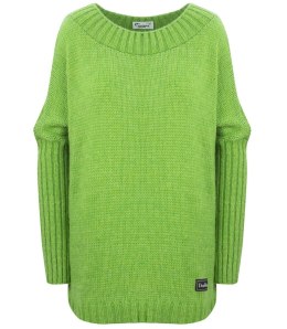 Sweter Klasyczny Gładki ciepły Oversize (Zielony)