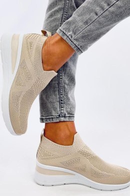 Sneakersy na koturnie skarpetkowe BAYOL BEIGE - Inello - 39 Inello