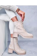 Botki sznurowane na obcasie MAYFIELD BEIGE - Inello - 38 Inello